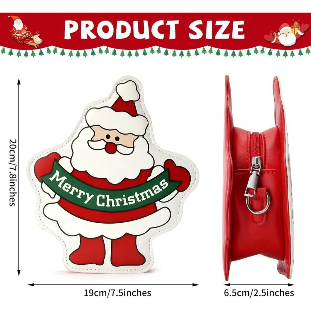 Santa Shaped Crossbody Purse Women's Holiday Bag Cute Xmas Shoulder Bag